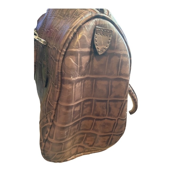 Wilson's Leather Faux Reptile Handbag Tote Large Brown - Picture 5 of 9